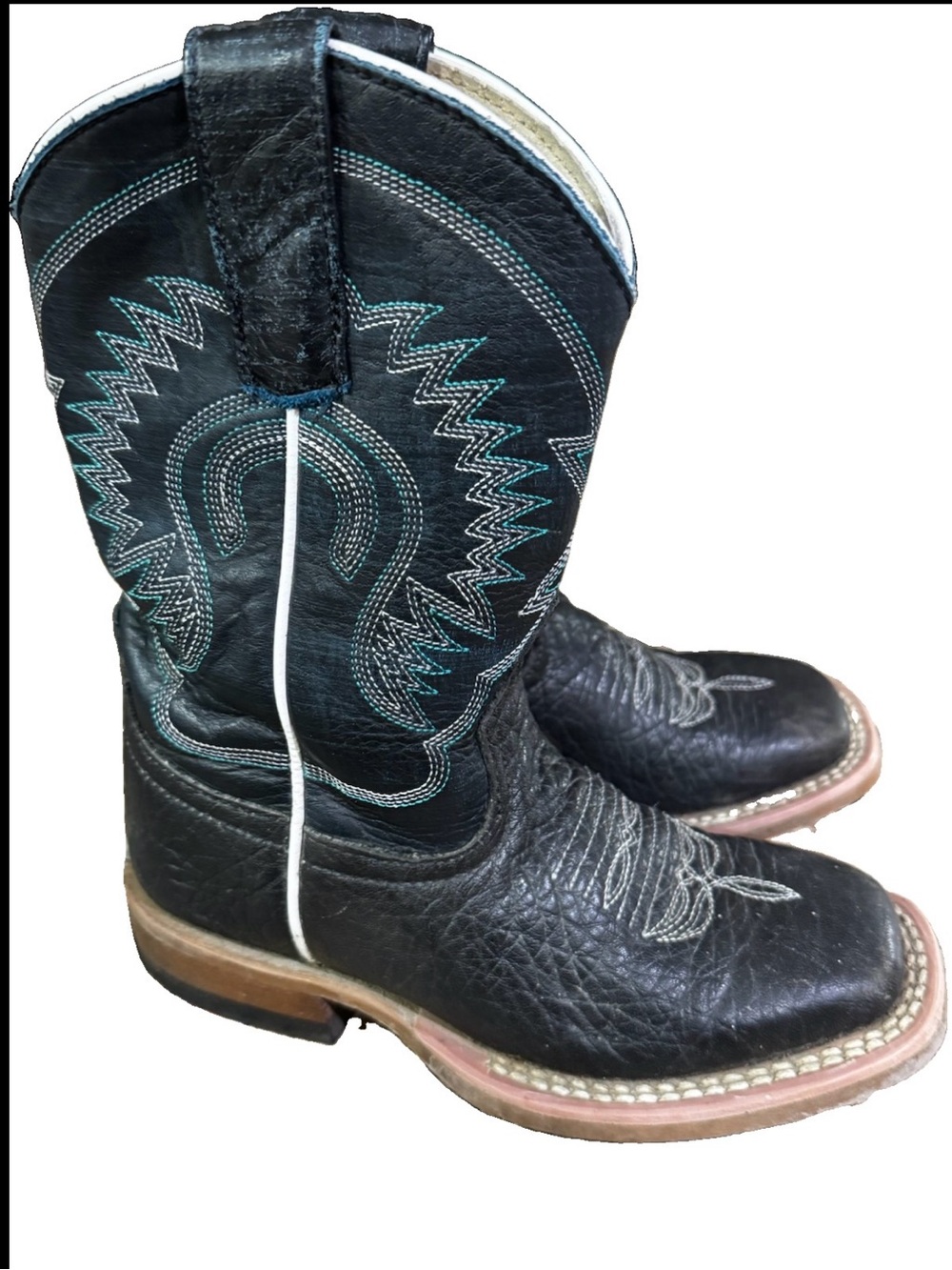 Horse Power HP Kids Black Cowboy Boots Leather Western Toddler Size 11 Square